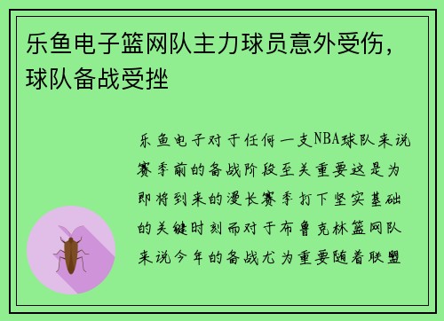 乐鱼电子篮网队主力球员意外受伤，球队备战受挫